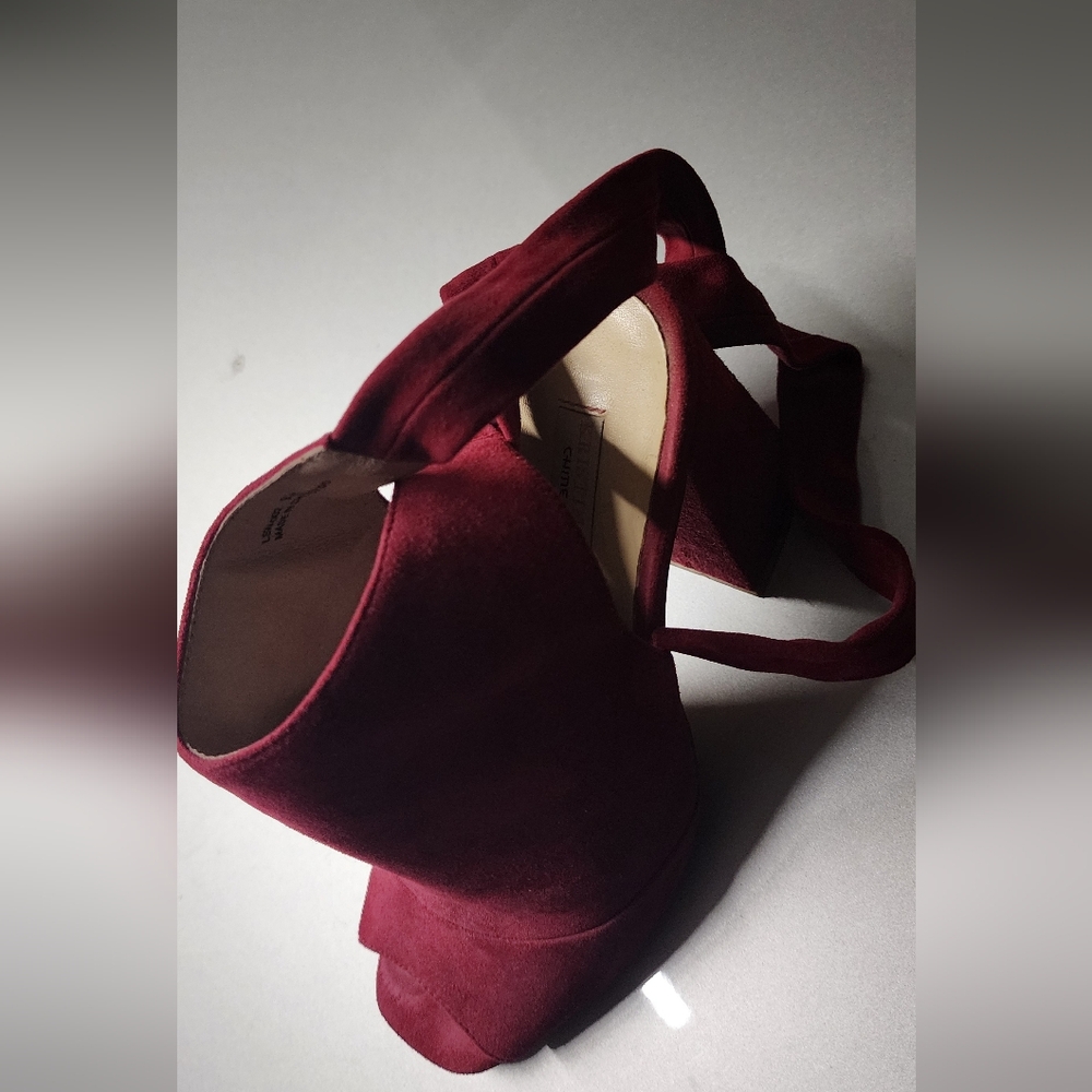 Chinese Laundry Burgundy Suede Platform Heels
